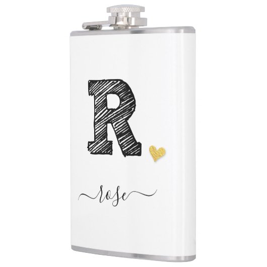 Retro Sketch Monogram letter R, kolf Heupfles (Links)