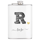 Retro Sketch Monogram letter R, kolf Heupfles (Voorkant)