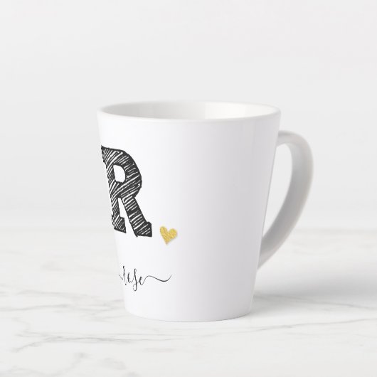 Retro Sketch Monogram Letter R, Latte Mok (Rechterhoek)