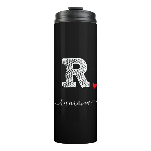 Retro Sketch Monogram Letter R, Thermal Tumbler Thermosbeker (Voorkant)