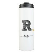Retro Sketch Monogram Letter R, Thermal Tumbler Thermosbeker (Voorkant)