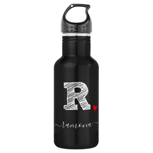 Retro Sketch Monogram Letter R, Waterfles (Voorkant)