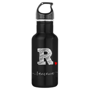 Retro Sketch Monogram Letter R, Waterflesje Waterfles