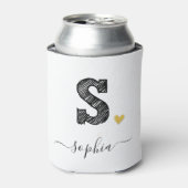 Retro Sketch Monogram Letter S, Koelbox Blikjeskoeler (Blikje Voorkant)