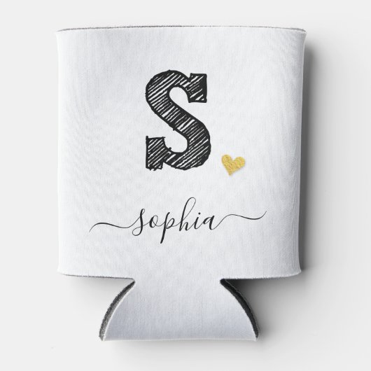 Retro Sketch Monogram Letter S, Koelbox Blikjeskoeler (Voorkant)