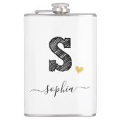 Retro Sketch Monogram Letter S, Kolf Heupfles (Voorkant)