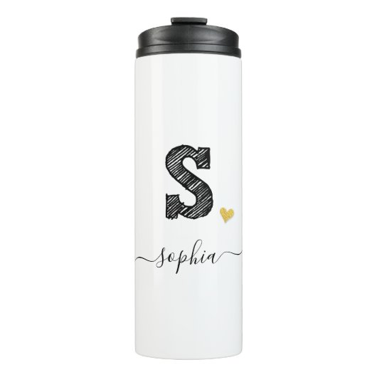 Retro Sketch Monogram Letter S, Thermal Tumbler Thermosbeker (Voorkant)