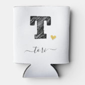 Retro Sketch Monogram Letter T, Koelbox Blikjeskoeler (Voorkant)