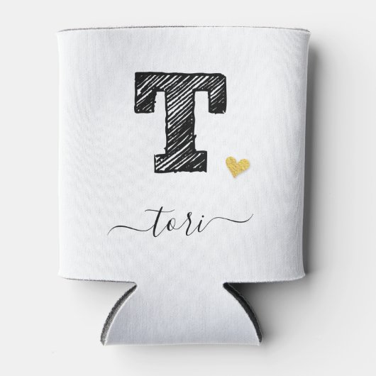 Retro Sketch Monogram Letter T, Koelbox Blikjeskoeler (Voorkant)