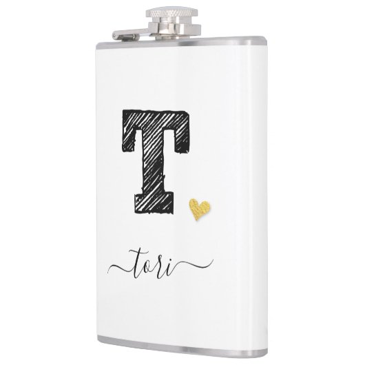 Retro Sketch Monogram Letter T, Kolf Heupfles (Links)