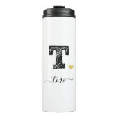 Retro Sketch Monogram Letter T, Thermal Tumbler Thermosbeker (Voorkant)