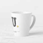 Retro Sketch Monogram Letter U, Latte Mok (Rechterhoek)
