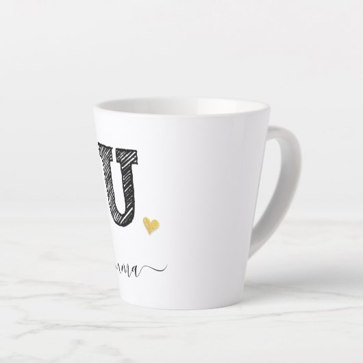 Retro Sketch Monogram Letter U, Latte Mok (Rechterhoek)