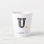 Retro Sketch Monogram Letter U, Latte Mok (Voorkant)