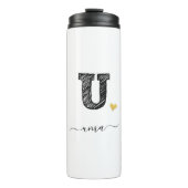 Retro Sketch Monogram Letter U, Thermal Tumbler Thermosbeker (Voorkant)