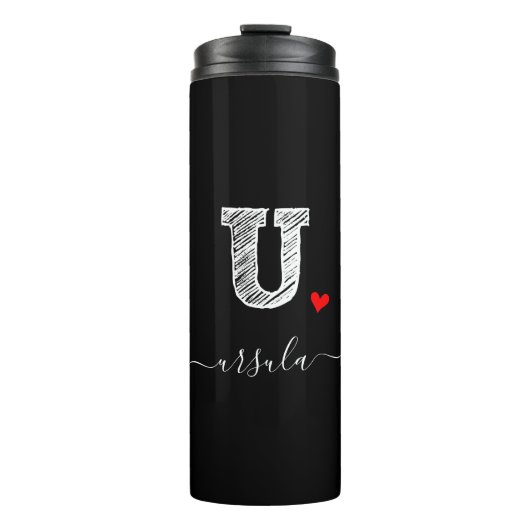 Retro Sketch Monogram Letter U, Thermal Tumbler Thermosbeker (Voorkant)