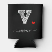 Retro Sketch Monogram Letter V, Koelbox Blikjeskoeler (Voorkant)