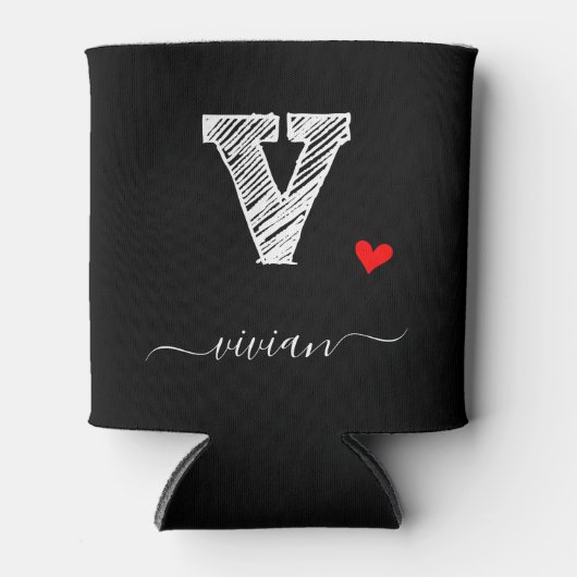Retro Sketch Monogram Letter V, Koelbox Blikjeskoeler (Voorkant)