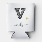 Retro Sketch Monogram Letter V, Koelbox Blikjeskoeler (Voorkant)