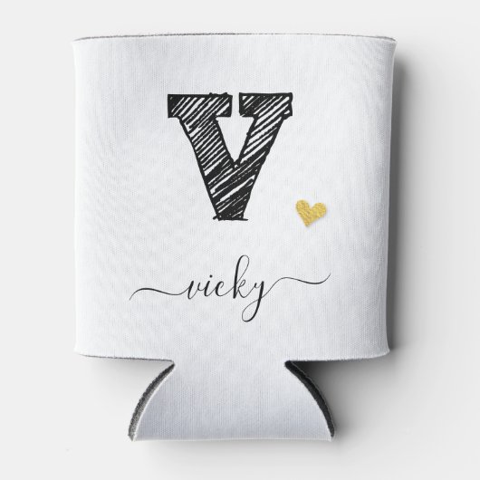 Retro Sketch Monogram Letter V, Koelbox Blikjeskoeler (Voorkant)