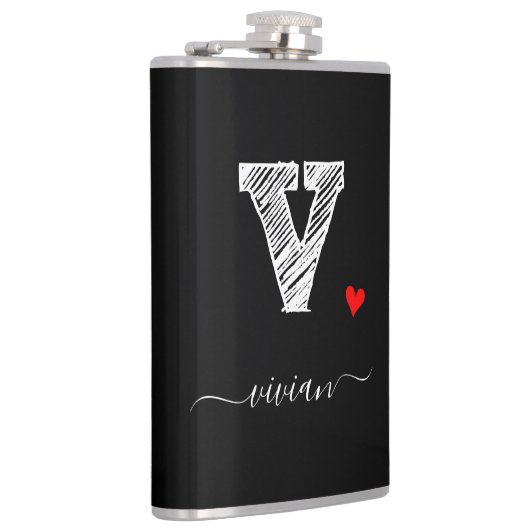 Retro Sketch Monogram Letter V, Kolf Heupfles (Rechts)