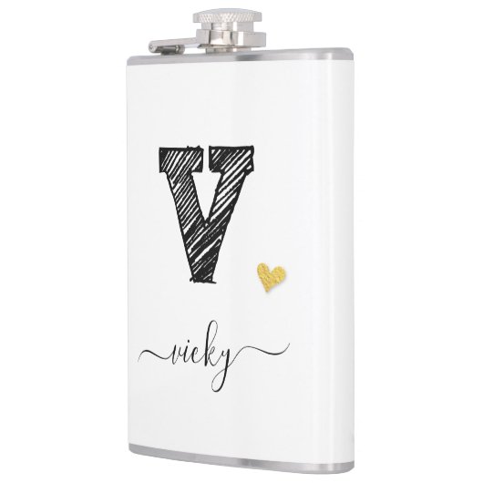 Retro Sketch Monogram Letter V, Kolf Heupfles (Links)