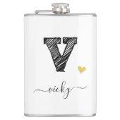 Retro Sketch Monogram Letter V, Kolf Heupfles (Voorkant)