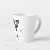 Retro Sketch Monogram Letter V, Latte Mok (Rechterhoek)