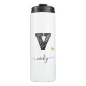 Retro Sketch Monogram Letter V, Thermal Tumbler Thermosbeker (Voorkant)
