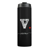 Retro Sketch Monogram Letter V, Thermal Tumbler Thermosbeker (Voorkant)