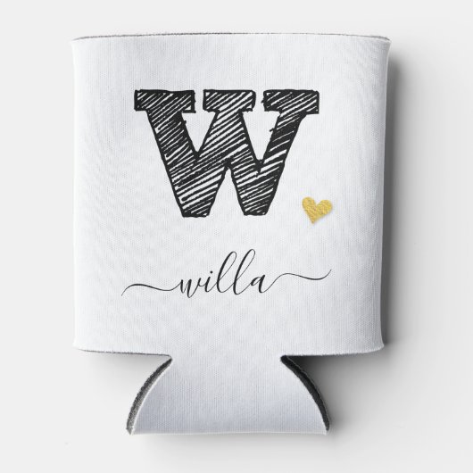 Retro Sketch Monogram Letter W, Koelbox Blikjeskoeler (Voorkant)