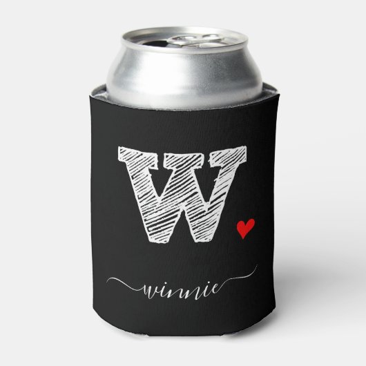Retro Sketch Monogram Letter W, Koelbox Blikjeskoeler (Blikje Voorkant)