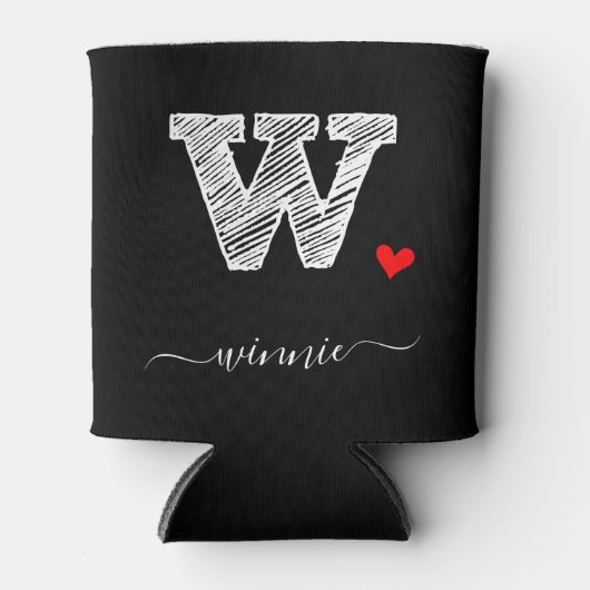 Retro Sketch Monogram Letter W, Koelbox Blikjeskoeler (Voorkant)