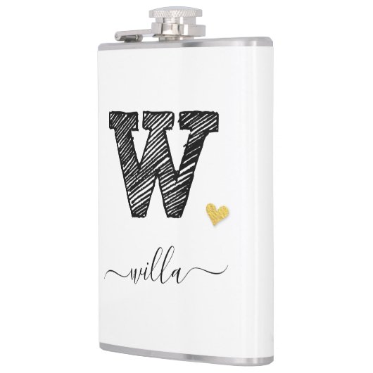 Retro Sketch Monogram Letter W, Kolf Heupfles (Links)