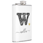 Retro Sketch Monogram Letter W, Kolf Heupfles (Rechts)