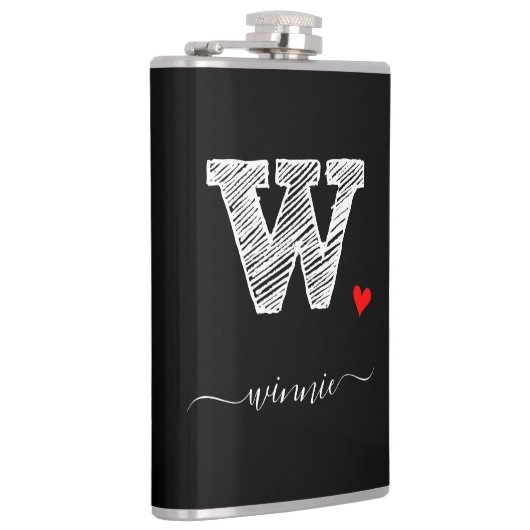 Retro Sketch Monogram Letter W, Kolf Heupfles (Rechts)