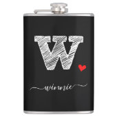 Retro Sketch Monogram Letter W, Kolf Heupfles (Voorkant)