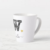 Retro Sketch Monogram Letter W, Latte Mok (Rechterhoek)