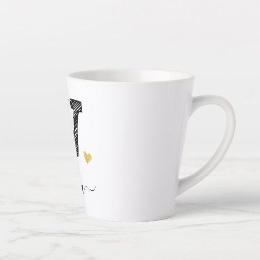 Retro Sketch Monogram Letter W, Latte Mok (Rechts)