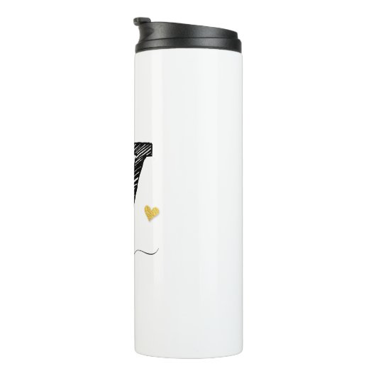 Retro Sketch Monogram Letter W, Thermal Tumbler Thermosbeker (Geroteerd rechts)
