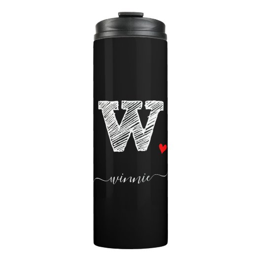 Retro Sketch Monogram Letter W, Thermal Tumbler Thermosbeker (Voorkant)