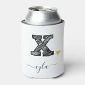 Retro Sketch Monogram Letter X, Koelbox Blikjeskoeler (Blikje Voorkant)