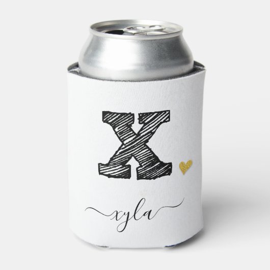 Retro Sketch Monogram Letter X, Koelbox Blikjeskoeler (Blikje Voorkant)