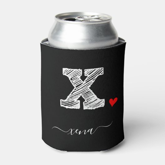 Retro Sketch Monogram Letter X, Koelbox Blikjeskoeler (Blikje Voorkant)