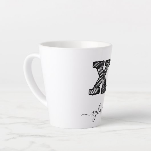 Retro Sketch Monogram Letter X, Latte Mok (Linkerhoek)