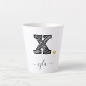 Retro Sketch Monogram Letter X, Latte Mok (Voorkant)