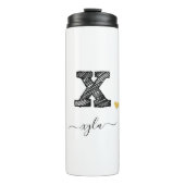 Retro Sketch Monogram Letter X, Thermal Tumbler Thermosbeker (Voorkant)