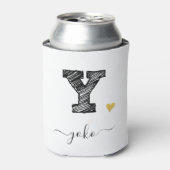 Retro Sketch Monogram Letter Y, Koelbox Blikjeskoeler (Blikje Voorkant)