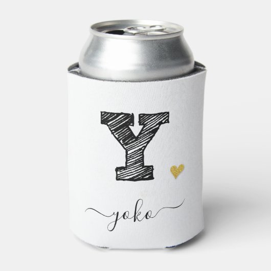 Retro Sketch Monogram Letter Y, Koelbox Blikjeskoeler (Blikje Voorkant)