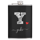 Retro Sketch Monogram Letter Y, kolf Heupfles (Voorkant)